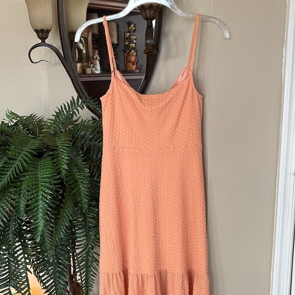 NWOT WAYF Iris Ruffle Hem Midi Dress Orange Ruched Lace Up Cutouts Bodycon Sexy - Picture 12 of 16